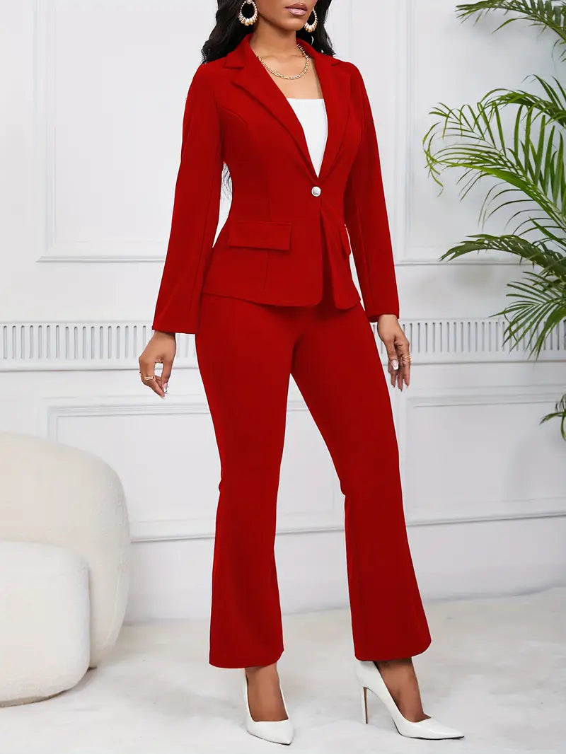 2-Piece Suit for Women: Blazer with Long Sleeves & Bootcut Pants