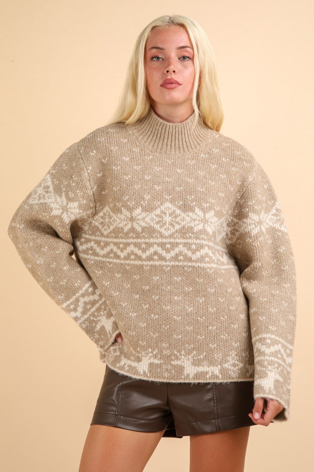 Beige Christmas Sweater for Women