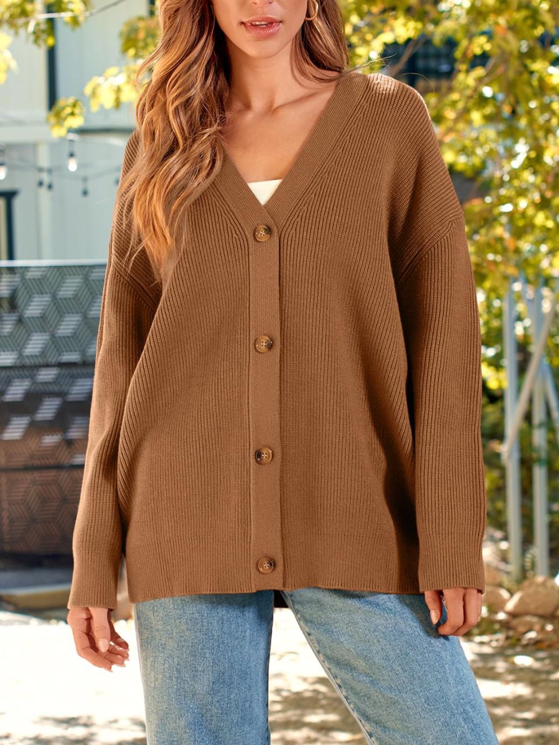 Cardigan with Long Sleeves and Button Closure