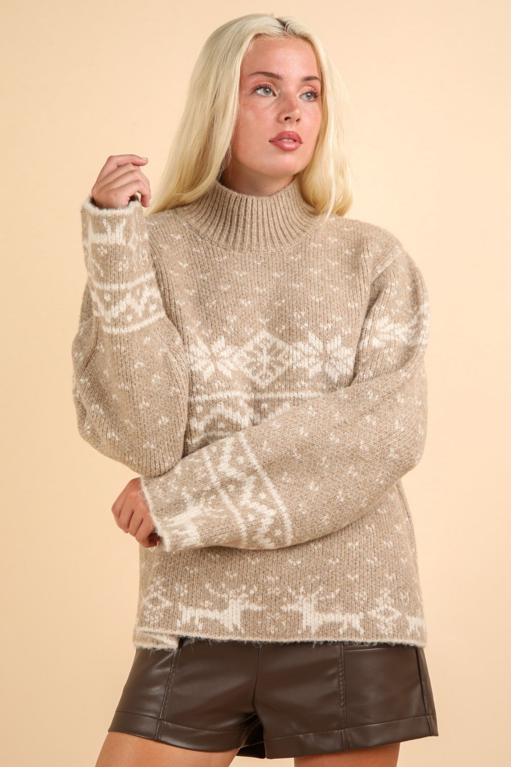 Beige Christmas Sweater for Women