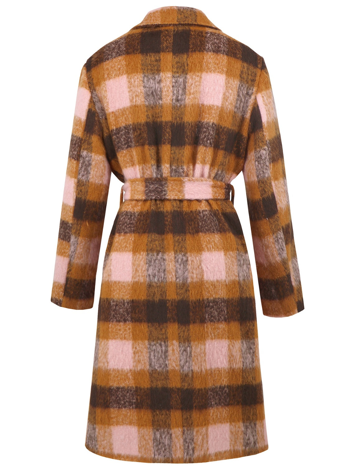 Amelia - Knitted Checked Coat with Collar