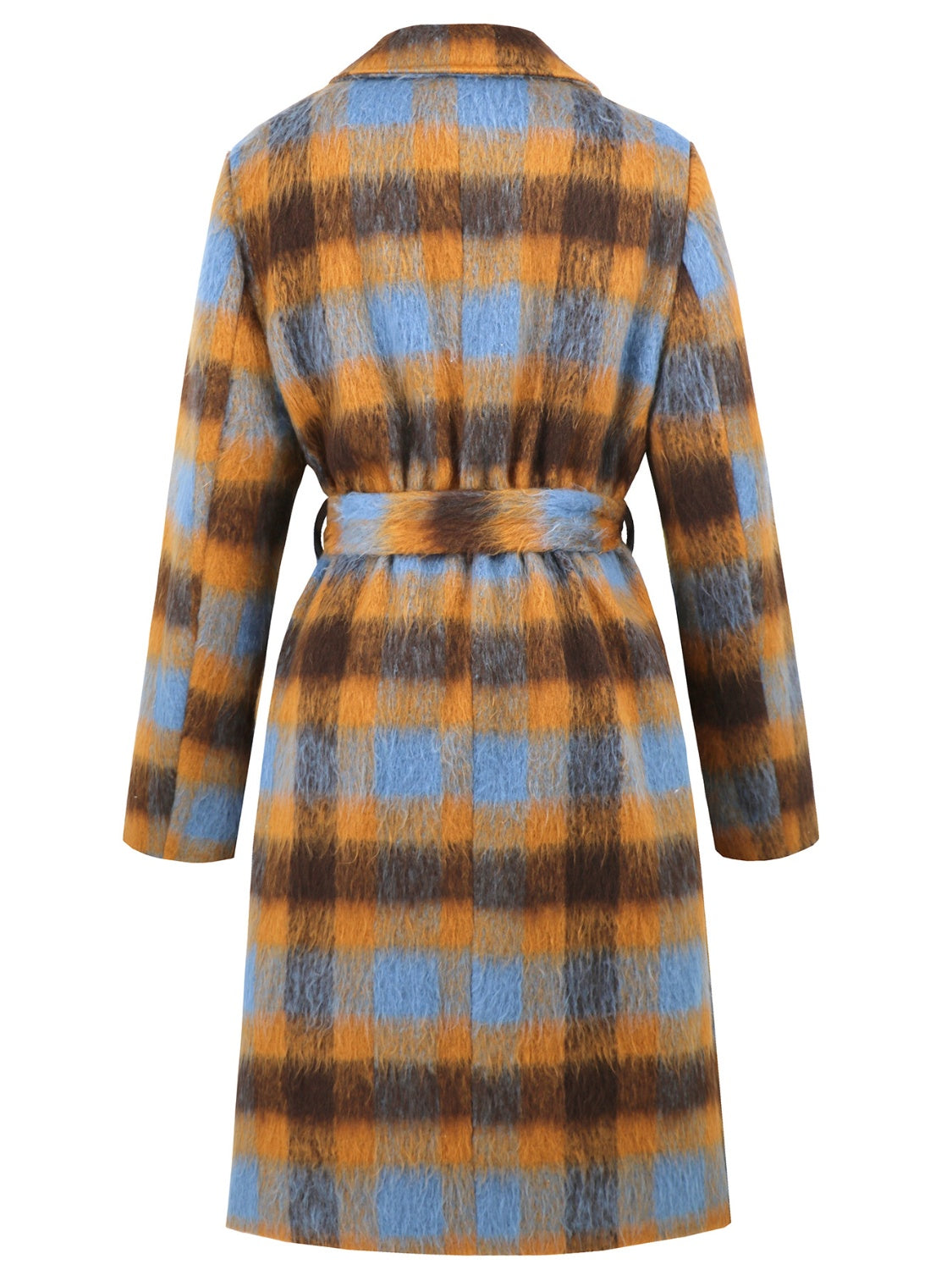 Amelia - Knitted Checked Coat with Collar