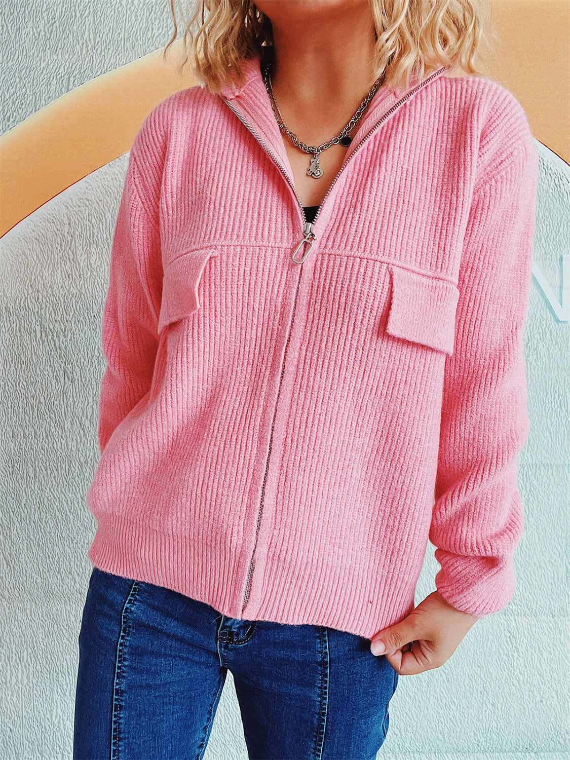 Cardigan Sweater with Zipper for Women