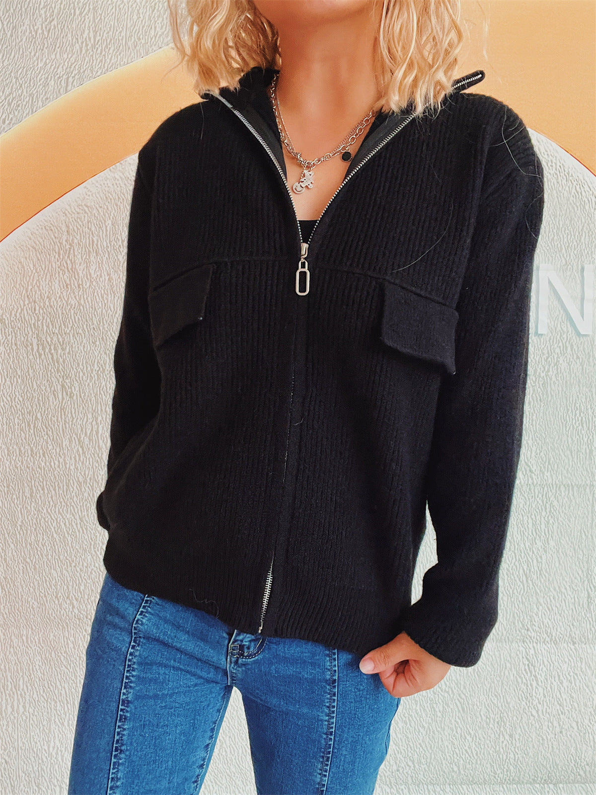 Cardigan Sweater with Zipper for Women