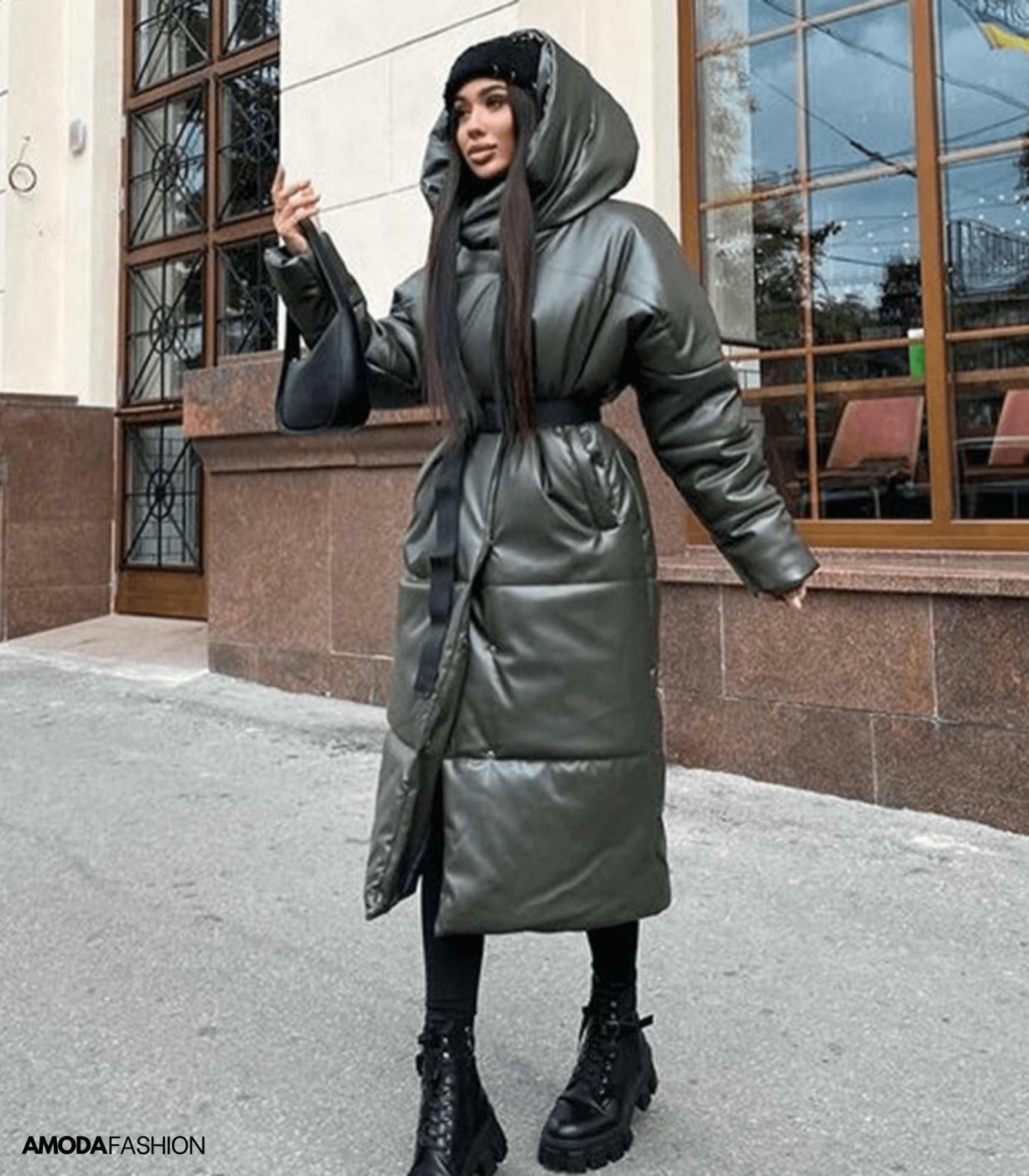 Stylish Long Women's Winter Coat with Belt